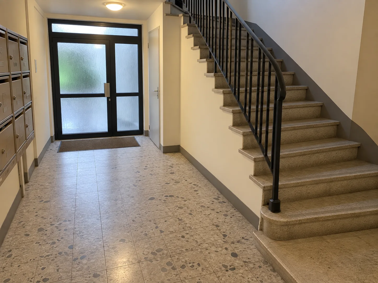 Photo réelle : hall et escalier après nettoyage