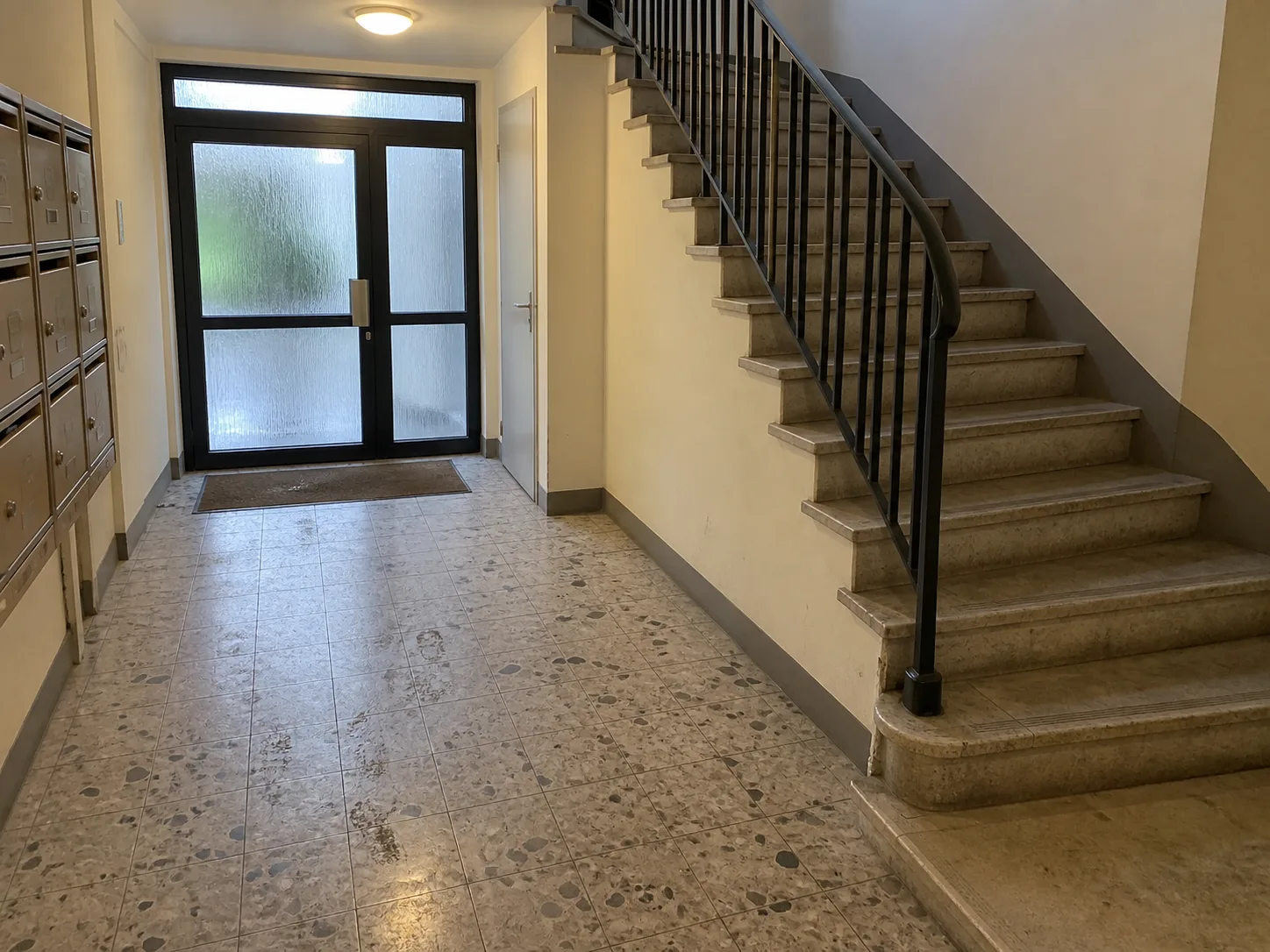 Photo réelle : hall et escalier avant nettoyage